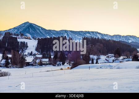 Monte Gemeindealpe, chiesa hl. Joachim a Joachimsberg, neve Annaberg Mostviertel Niederösterreich, bassa Austria Austria Foto Stock