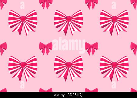 Nodi di fiocco colorati vettoriali, fiocchi regalo motivo senza cuciture. Celebrazione di nozze, vacanze, decorazione di feste, regalo, concetto di regalo. Illustrazione Vettoriale