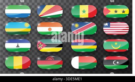 Set di vari indicatori lucidi isolati su sfondo scuro Illustrazione Vettoriale