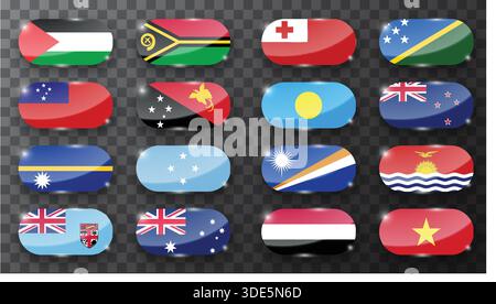 Set di vari indicatori lucidi isolati su sfondo scuro Illustrazione Vettoriale