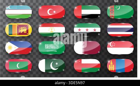 Set di vari indicatori lucidi isolati su sfondo scuro Illustrazione Vettoriale