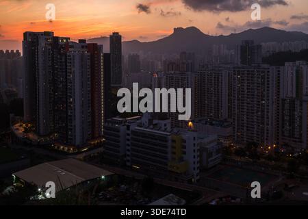 Tramonto della roccia del Leone, Hong Kong, Cina Foto Stock