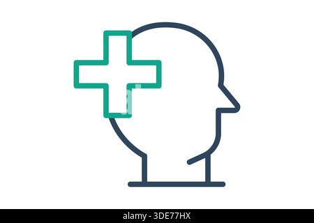 Icona della salute mentale. stile icona linea. icona relativa all'autoassistenza. illustrazione vettoriale degli elementi del vantaggio Illustrazione Vettoriale