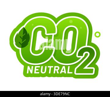 Icona con il logo CO2 neutro, biossido zero Illustrazione Vettoriale