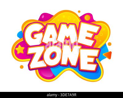 Etichetta area giochi per bambini con logo zona giochi per bambini Illustrazione Vettoriale