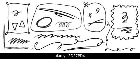 Cornici per scarabocchi disegnate a mano simboli e raccolta di elementi grafici astratti Illustrazione Vettoriale