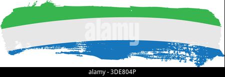 Flag pennello orizzontale Sierra Leone, illustrazione vettoriale su sfondo bianco Illustrazione Vettoriale