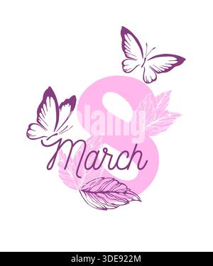 Festa delle donne 8 marzo elemento. Modello vettoriale celebrativo internazionale donna Illustrazione Vettoriale