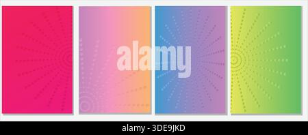 Collezione di motivi di sfondo sfumato astratto con texture a spirale a punti colorati moderni per design creativo poster per sfondo Social Media uso digitale Illustrazione Vettoriale