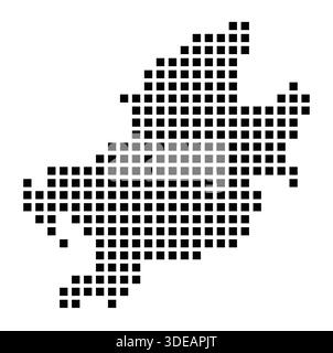 Mappa simbolo della città Francoforte sul meno (Germania) che mostra la città con un motivo di pochi quadrati neri Illustrazione Vettoriale