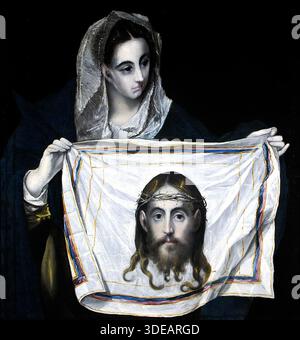 St Veronica Holding the Veil c. 1580 olio su tela, 84 x 91 cm Museo de Santa Cruz, Toledo - GRECO, El (B. 1541, Candia, d. 1614, Toledo) Foto Stock
