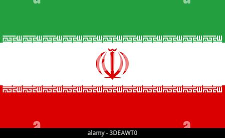 Icona bandiera nazionale dell'Iran. Simbolo della bandiera dell'Iran. Pulsante, banner, distintivo. Segno nazionale dell'Iran. Illustrazione Vettoriale