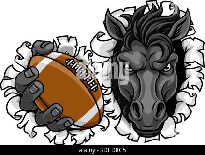 Horse Mustang Stallion Football Sports Team Mascot Illustrazione Vettoriale