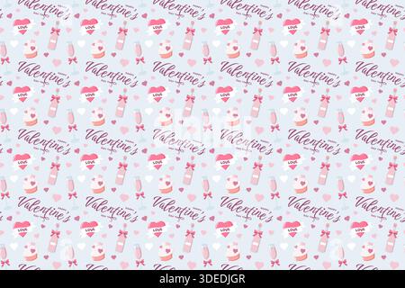 Champagne Cupcakes con motivo di San Valentino Illustrazione Vettoriale