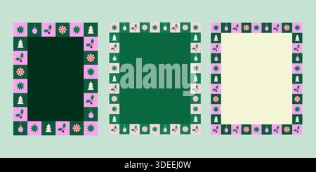 Cornici per illustrazioni a tema natalizio con spazio libero al centro Illustrazione Vettoriale