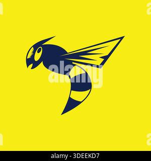 Illustrazione vettoriale del logo della mascotte Angry Hornet Wasp Bee Illustrazione Vettoriale