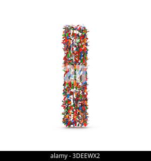 Vibrant 3D Capital Letter i composta da frammenti multicolori Foto Stock