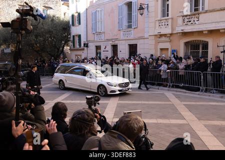 Saint Tropez, Francia. 7 gennaio 2026. © PHOTOPQR/LA PROVENCE/Gilles BADER ; Saint Tropez ; 07/01/2026 ; Obseques de Brigitte Bardot a Saint Tropez Brigitte Bardot Funerals a Saint Tropez, Francia crediti: MAXPPP/Alamy Live News Foto Stock