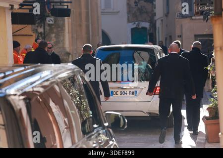 Saint Tropez, Francia. 7 gennaio 2026. © PHOTOPQR/LA PROVENCE/Gilles BADER ; Saint Tropez ; 07/01/2026 ; Obseques de Brigitte Bardot a Saint Tropez Brigitte Bardot Funerals a Saint Tropez, Francia crediti: MAXPPP/Alamy Live News Foto Stock