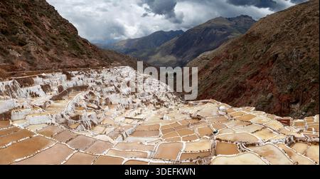 Salineras de Maras, Perù Foto Stock