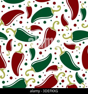 Peperoncino rosso e peperoncino verde senza cuciture. Chili background Vector Illustrazione Vettoriale