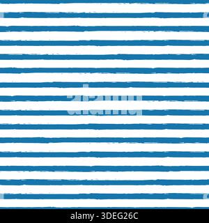 Effetto acquerello strisce verticali motivo senza cuciture. Sfondo marino estivo a righe blu. Strisce di vernice geometriche per marinai. pennello blu Illustrazione Vettoriale