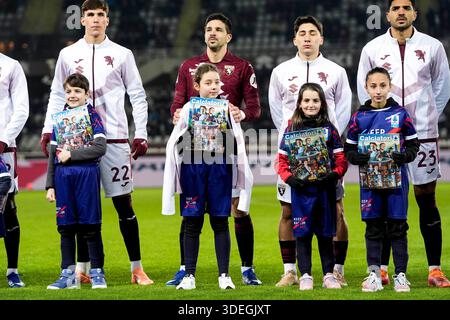 Torino, Italia. 7 gennaio 2026. Schierarsi prima della partita di calcio di serie A tra Torino FC e Udinese allo Stadio Olimpico grande Torino di Torino - 7 gennaio 2026. Sport - calcio (foto di Fabio Ferrari/LaPresse) crediti: LaPresse/Alamy Live News Foto Stock