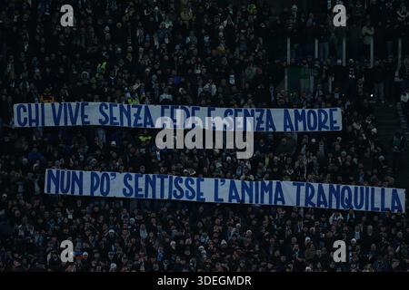Roma, Italia. 7 gennaio 2026. Striscione durante la partita di calcio di serie A EniLive tra Lazio e Fiorentina allo stadio Olimpico di Roma, Italia - mercoledì 7 gennaio 2026 - Sport Soccer ( foto di Alfredo Falcone/LaPresse ) credito: LaPresse/Alamy Live News Foto Stock