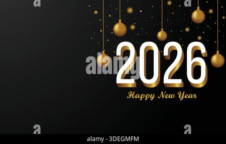 Elegante sfondo felice anno nuovo 2026. Illustrazione Vettoriale