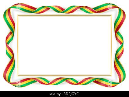 Cornice con bandiera guyanese con nastri e bordo dorato. I nastri decorativi intrecciati circondano il centro vuoto, perfetti per certificati, inviti o a. Illustrazione Vettoriale