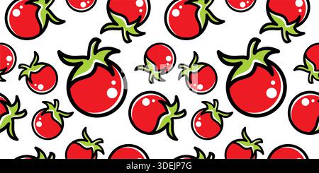 Motivo senza cuciture di pomodoro su sfondo bianco vettoriale Illustrazione Vettoriale