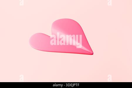 Piano di carta rosa a forma d'amore isolato sullo sfondo rosa, rendering 3D. illustrazione 3d. Foto Stock
