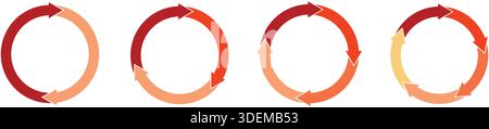 Set infografico diagramma circolare. Modello di processo dello schema vettoriale del ciclo rotondo di rotazione. 2, 3, 4, 5 parti. Illustrazione Vettoriale