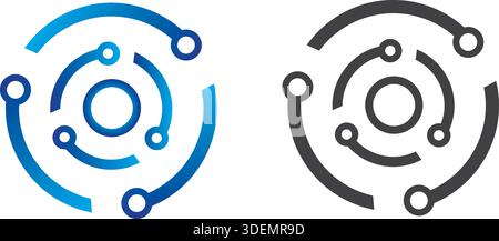 Modello di design del logo Letter o, icona del logo della connessione a punti astratti tecnologia logo cerchio logotipo Free Vector Illustrazione Vettoriale