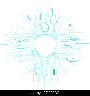 Portale fantascientifico luminoso con scheda a circuito stampato Illustrazione Vettoriale