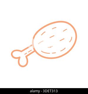 Bacchette di pollo disegnate a mano in stile doodle minimale Illustrazione Vettoriale