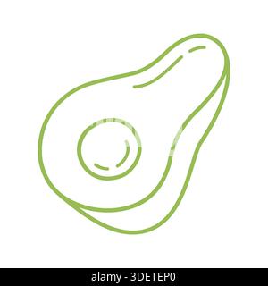 Simpatica icona di avocado con contorno disegnato a mano. Illustrazione Vettoriale