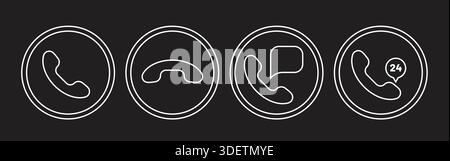 Set icone linea bianca chiamata Illustrazione Vettoriale