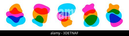 Set di composizione di forme irregolari di blob colorato Illustrazione Vettoriale