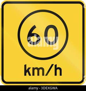 Cartello segnaletico stradale USA: Velocità consigliata 60 km/h. Foto Stock