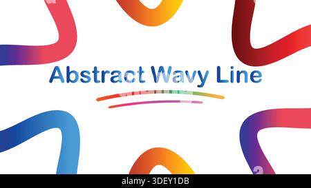 Linee e curve ondulate colorate e vivaci astratte su sfondo bianco Illustrazione Vettoriale
