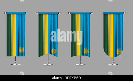 Collezione di striscioni verticali con la bandiera DEL RUANDA Illustrazione Vettoriale