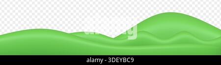 Campo verde 3D con colline e montagne isolate su trasparente Illustrazione Vettoriale