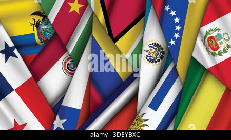 Set di flag variante impilati uno sopra l'altro Illustrazione Vettoriale