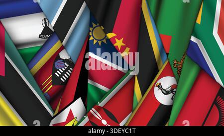 Set di flag variante impilati uno sopra l'altro Illustrazione Vettoriale