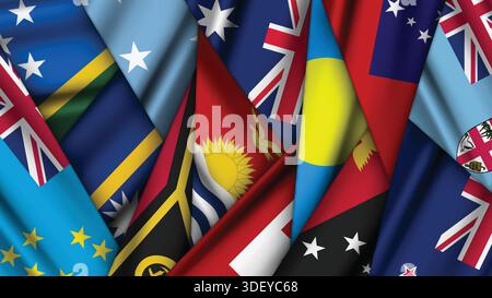 Set di flag variante impilati uno sopra l'altro Illustrazione Vettoriale