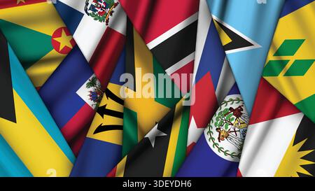 Set di flag variante impilati uno sopra l'altro Illustrazione Vettoriale