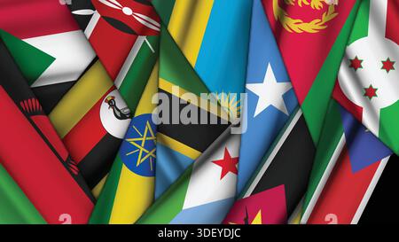 Set di flag variante impilati uno sopra l'altro Illustrazione Vettoriale