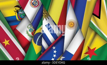 Set di flag variante impilati uno sopra l'altro Illustrazione Vettoriale