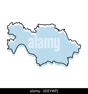 Mappa KAZAKISTAN con corpo e contorno isolato su sfondo bianco Illustrazione Vettoriale